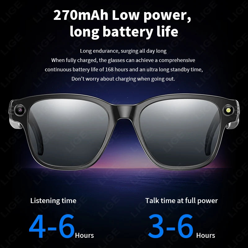 New AI Smart Glasses 800W Camera WIFI+Bluetooth Real-time Transmission Sunglasses Touch Control Video Record Glasses Android IOS