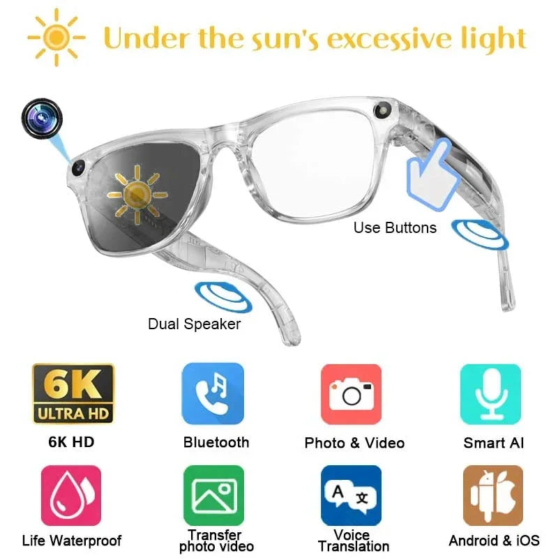 Xiaomi 8K HDSmart Glasses AI GPT Camera Bluetooth Call 260Mah Battery Voice Assistant Translate office Identify Objects Smart