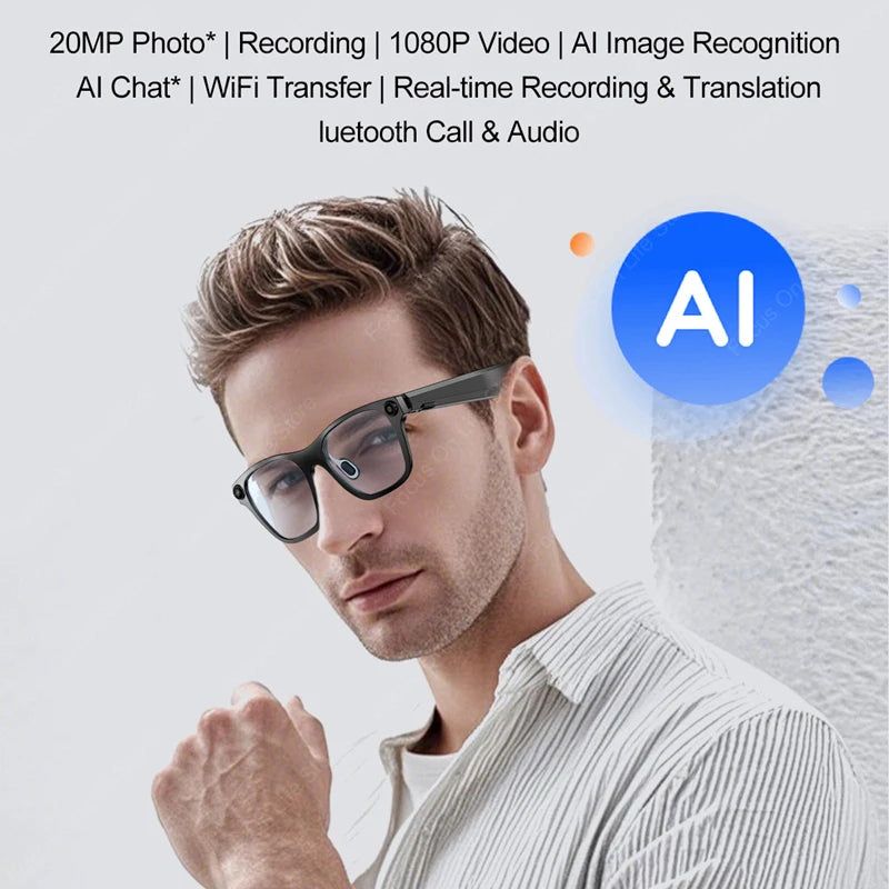 2026 New Smart AI Glasses HD Shooting Listening Call Recording Video Camera Glasses ANC ENC Dual Mic Noise Reduction Headsets
