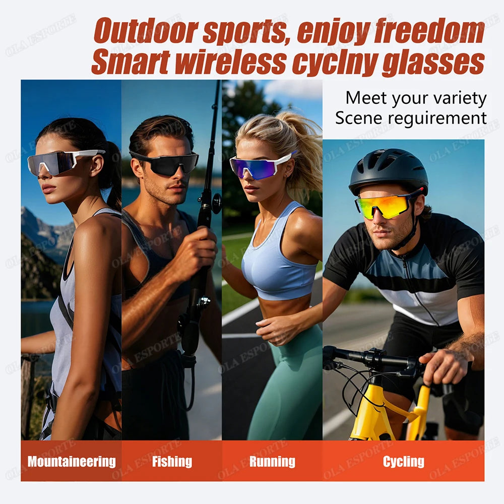 2025 New Cycling Smart Glasses Bluetooth V5.4 Intelligent Control Music/Phone Calls/Cycling/Sports UV400 Protection Sunglasses