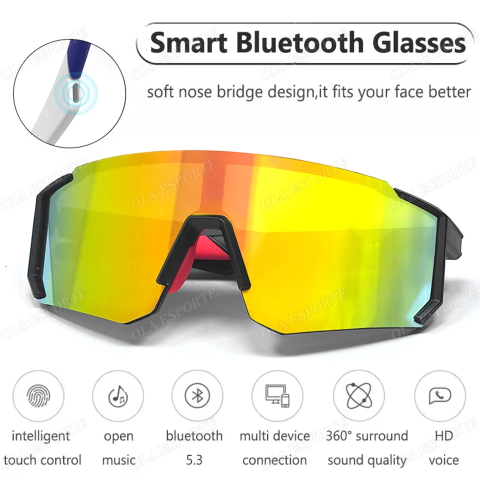 2025 New Cycling Smart Glasses Bluetooth V5.4 Intelligent Control Music/Phone Calls/Cycling/Sports UV400 Protection Sunglasses