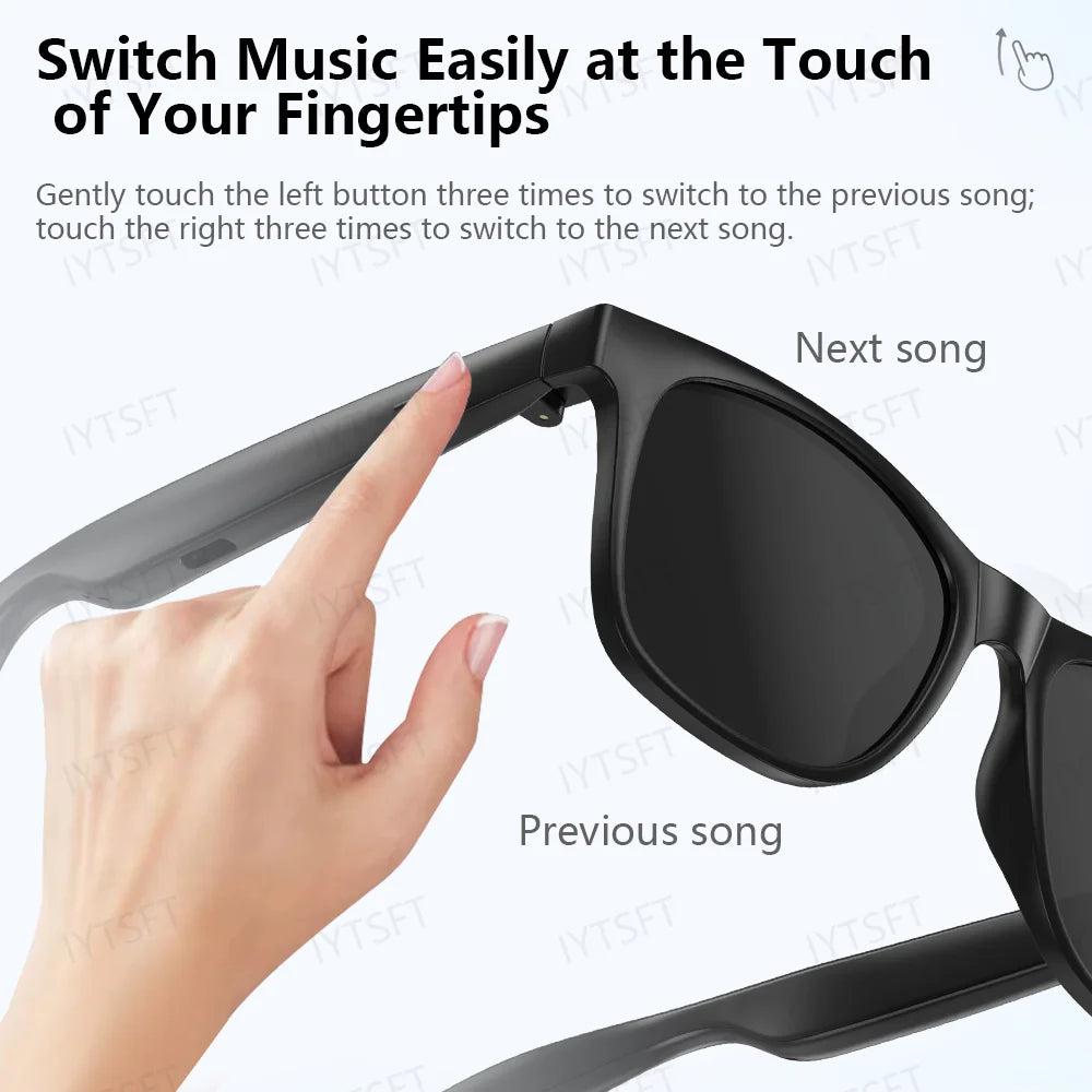 Lunettes connectées LAXASFIT pour appels Bluetooth, idéales pour les voyages, la course à pied, la pêche et le cyclisme. Convient aux hommes et aux femmes.