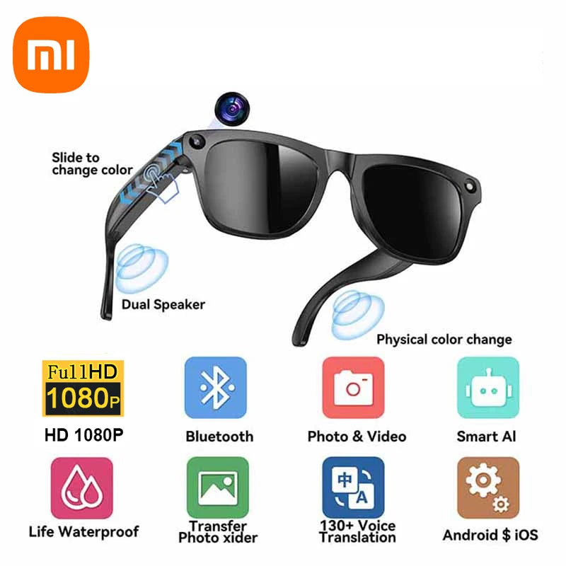 XIAOMI 1080P HD AI Smart Photochromic Glasses AI Camera Bluetooth Call 260 Mah Battery Voice Assistant Control Smart AI Glasses