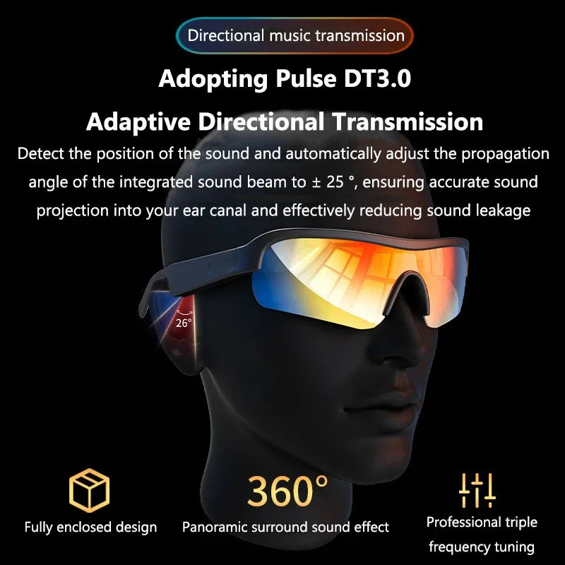 Smart Bluetooth Sport Audio Glasses Fashion Sunglasses Wireless Earphone Anti Blue Light UV Protection Sunglasses for Men Women