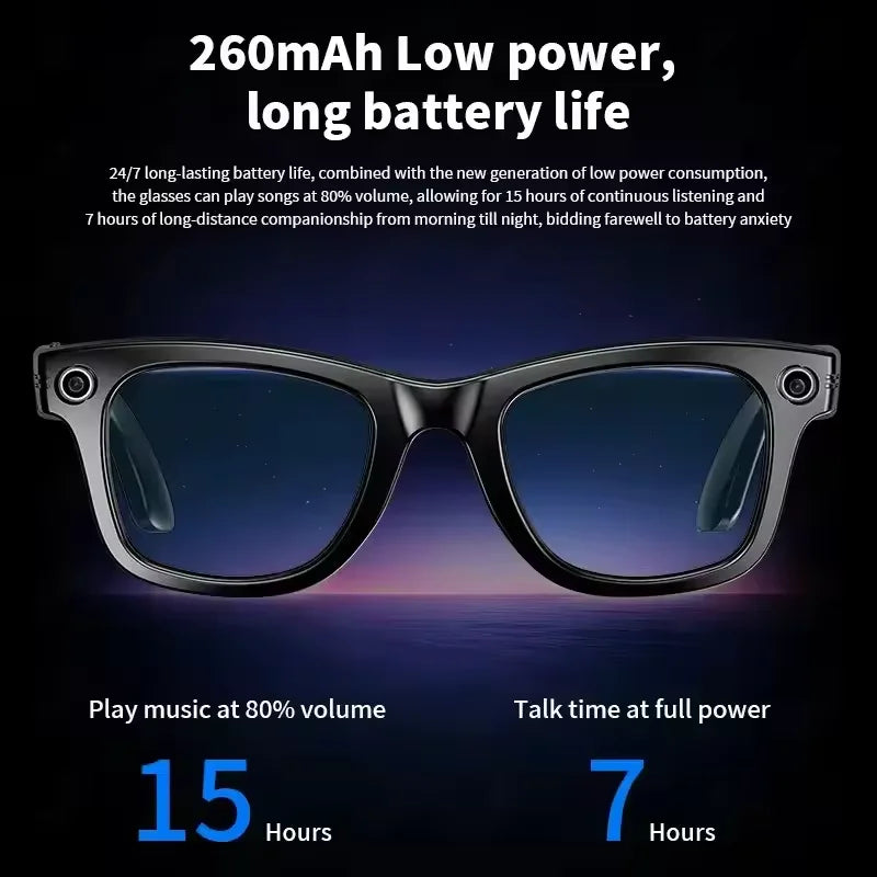AI Smart Glasses 800W Anti Shake HD Camera Video Recording Languages Translation Sunglasses Bluetooth Call Music Play Man Women