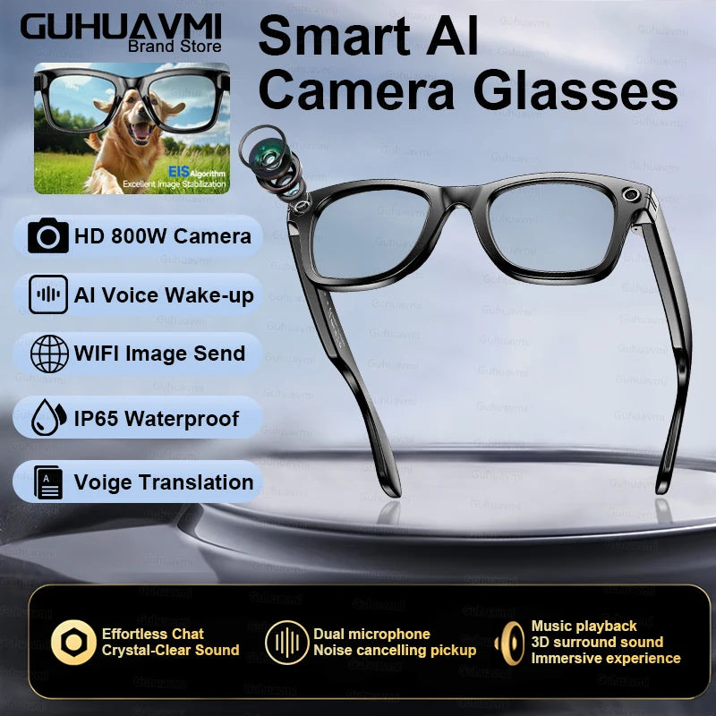 New Upgrade Smart Glasses With Camera Video Recording AI Photo Recognition Bluetooth Call Translation Voice Sunglasses Men 2025