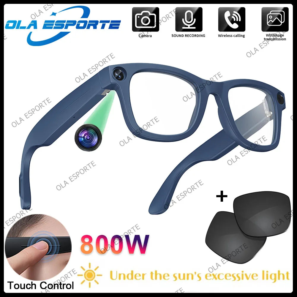 4K AI Smart Glasses Multifunction 800W HD Camera Bluetooth Call Voice Assistant Music Player Translate Sunglasses Men Women 2025
