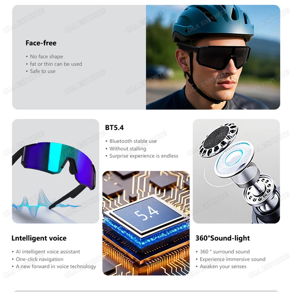 Newest audio Outdoor Smart Glasses Wireless Bluetooth Call Music Cycling Sports Headphone UV Protection Sunglasses for Men Women